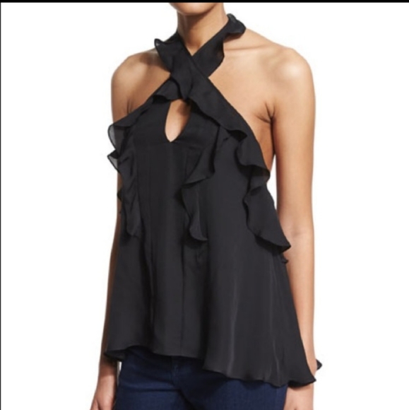L’Agence Silk Ruffle Halter Top - Picture 2 of 8